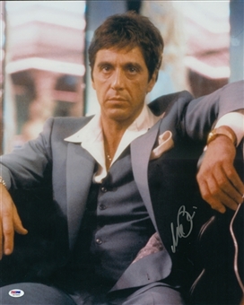 Al Pacino Signed 16 x 20 "Scarface" Color Photograph In Gray Suit Sitting With Serious Stare (PSA/DNA)